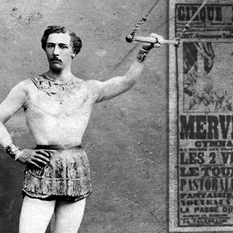 Trapezkünstler Jules Léotard. Erfinder des fliegenden Trapezes. Archivfoto