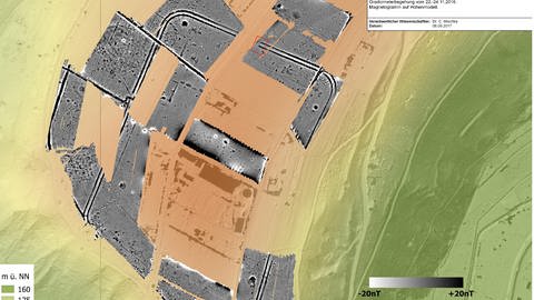 Mit Hilfe einer geomagnetische Prospektion vermuten die Forscher, dass sich unter dem Feld bei Bad Ems ein römisches Lager befindet.