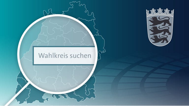 Ergebnisse der 38 Wahlkreise bei der Bundestagswahl 2021 über einen Suchschlitz finden - Lupe über Wahlkreissuche