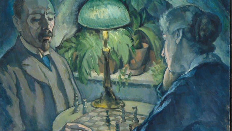 Das „Schachspiel“ (um 1916) von Paul Kayser in der Ausstellung „Home sweet Home – Das Zuhause in der Kunst“ (Foto: © Hamburger Kunsthalle/bpk)