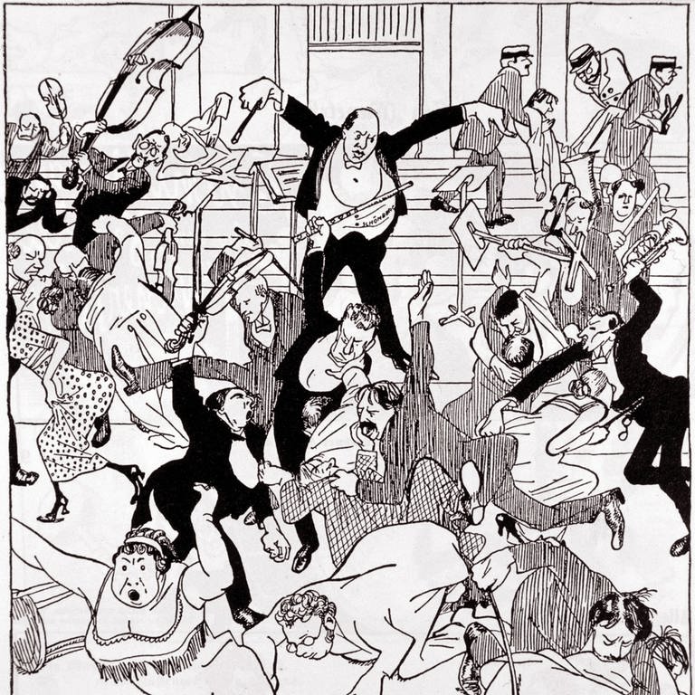 Das nächste Wiener Schönberg-Konzert. Karikatur in "Die Zeit" vom 6. April 1913